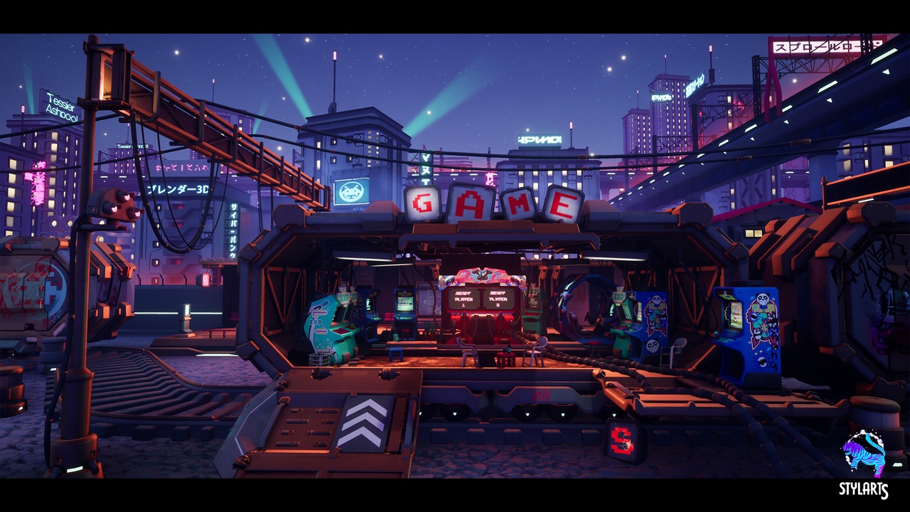Media 1 for listing Stylized Cyberpunk Arcade Environment ( Stylized Cyberpunk Arcade Cyberpunk )