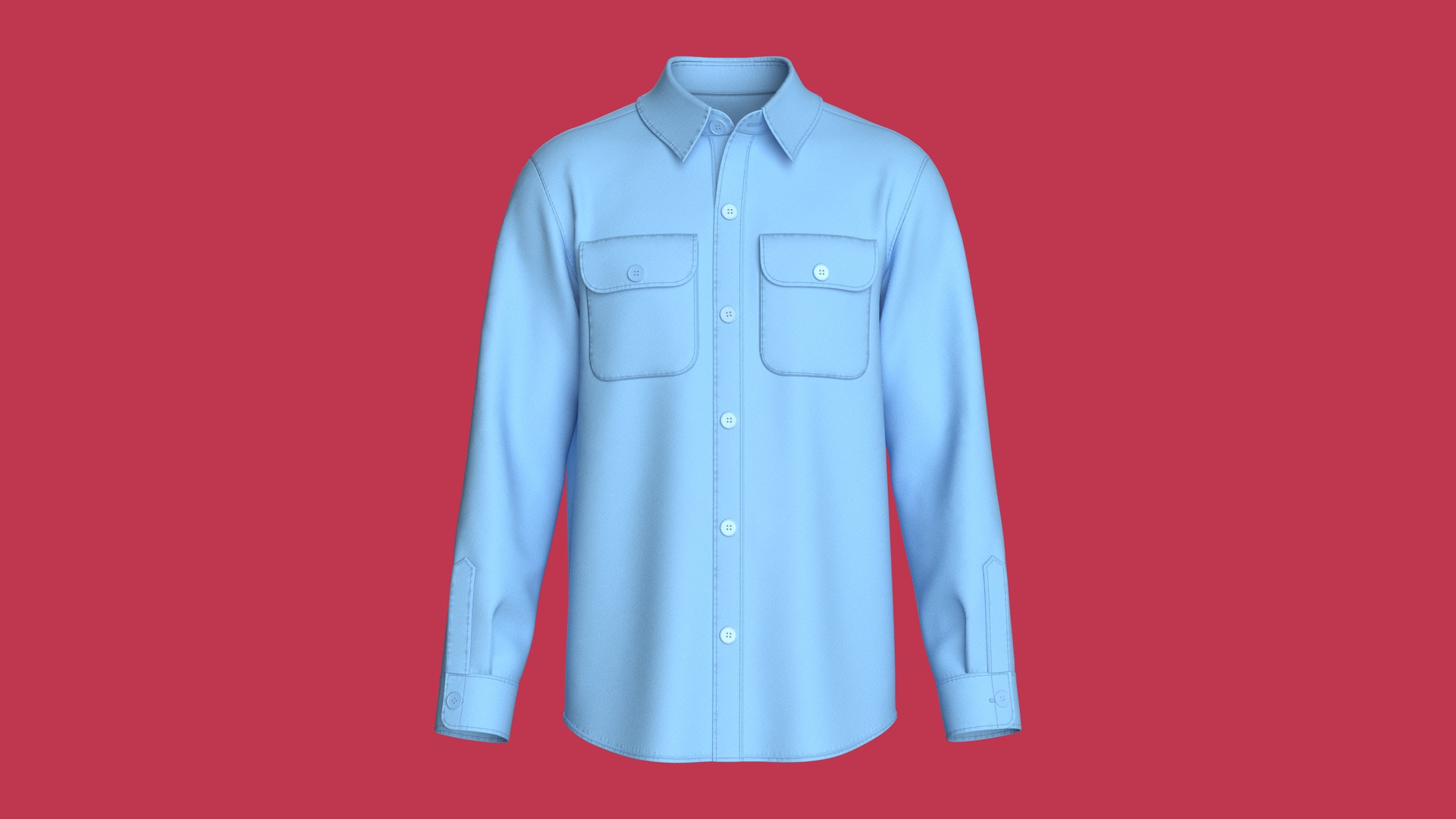 Media 1 for listing Men Long - Sleeve Shirt With Dual Flap Pockets | High Poly
