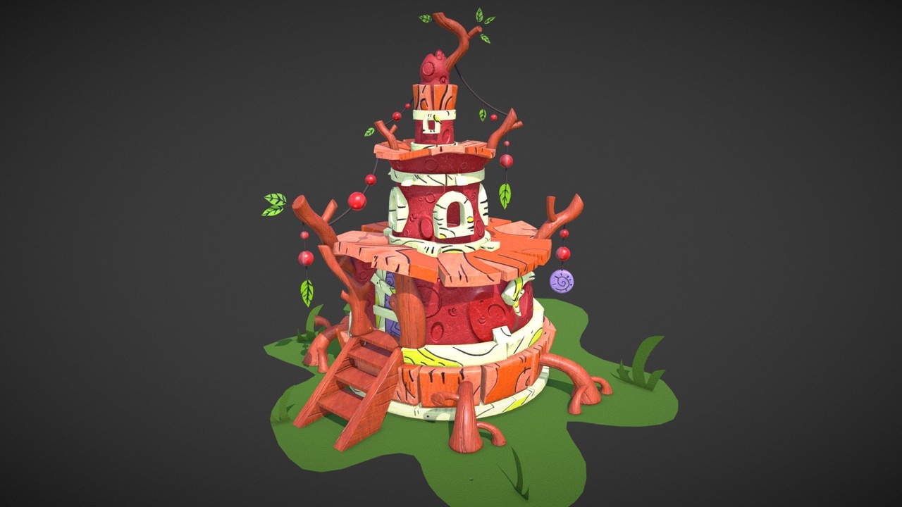 Media 1 for listing Stylized Fantasy Tree House | Mobile Ready | Modular | UE5 | Hand Painted | PBR