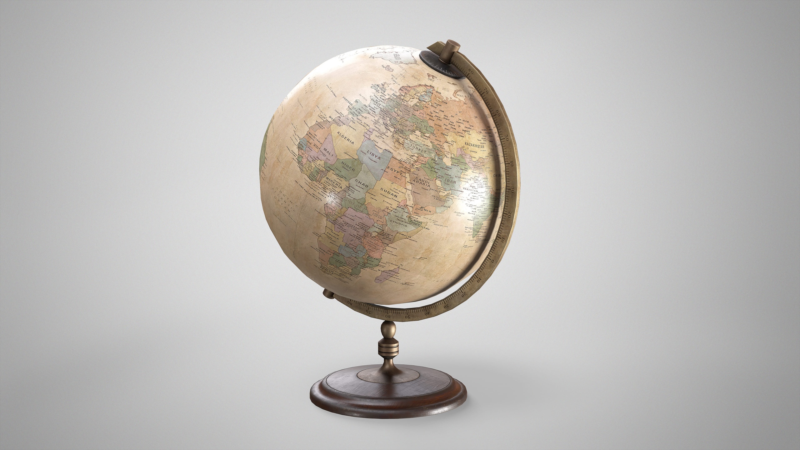 Media 1 for listing Retro Desk Globe - Vintage World Globe AAA Low-poly 3D model