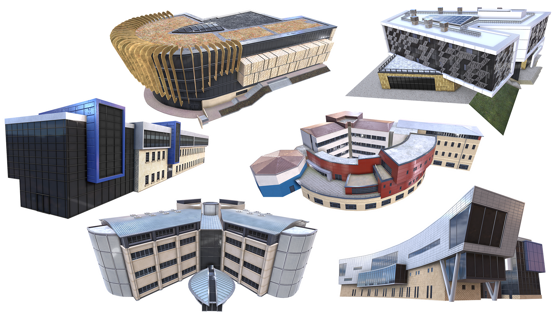 Modern Building Pack 3D Model | Fab