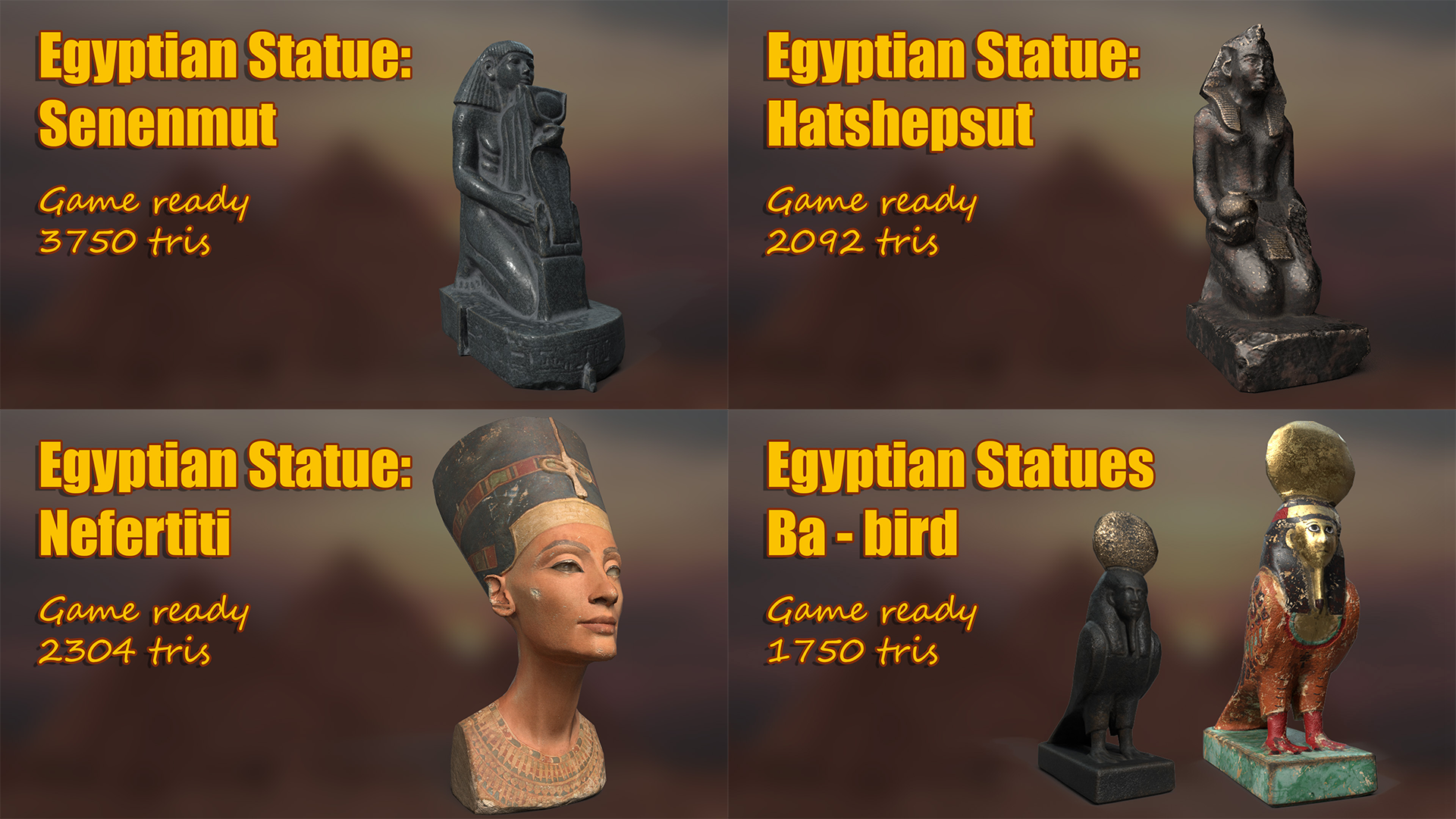 Egyptian Statues Pack - Game ready | Fab