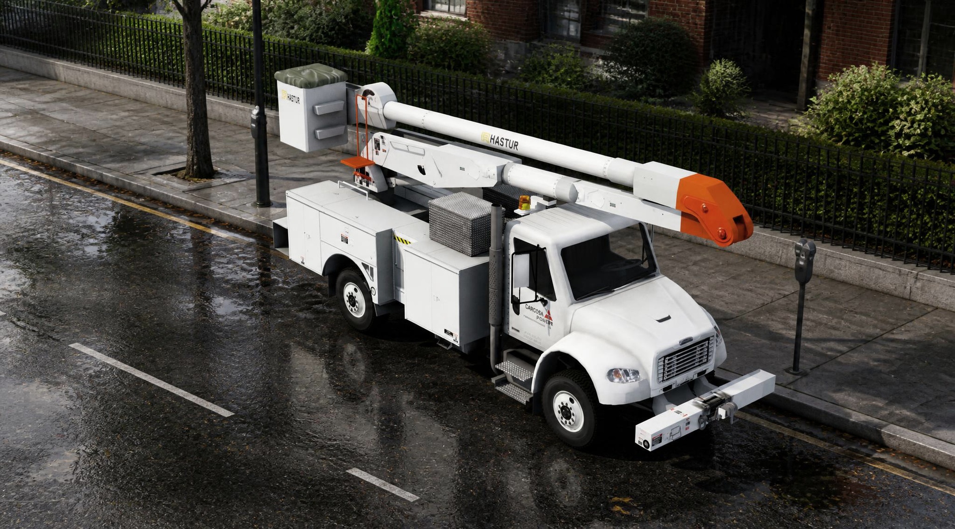 Media 1 for listing Cherry Picker Bucket Truck Civic Works Vehicle Game Ready 3D Asset