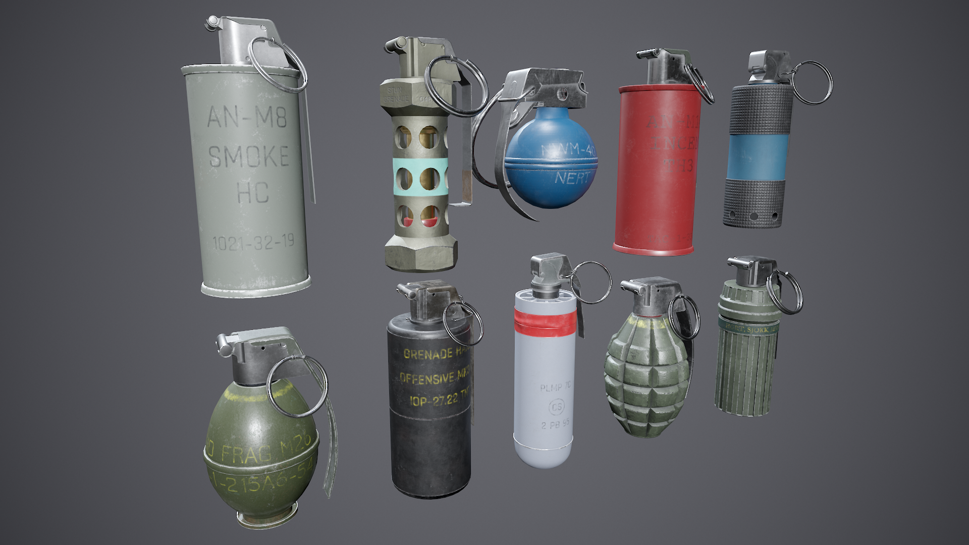 Pack of various grenades | Fab