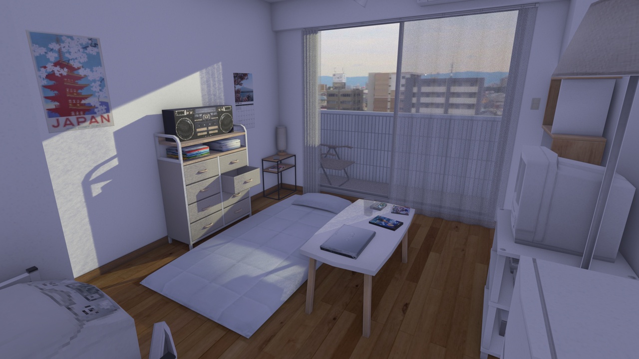 Media 1 for listing Japanese One Room Apartment - low-poly, retro game style