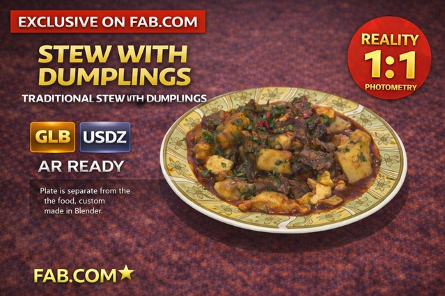 Stew with Dumplings | Balkan Food Photogrammetry 3D Model — Cobalt Game Assets