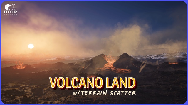 Volcano Land Environment w/ Terrain Scatter Tool