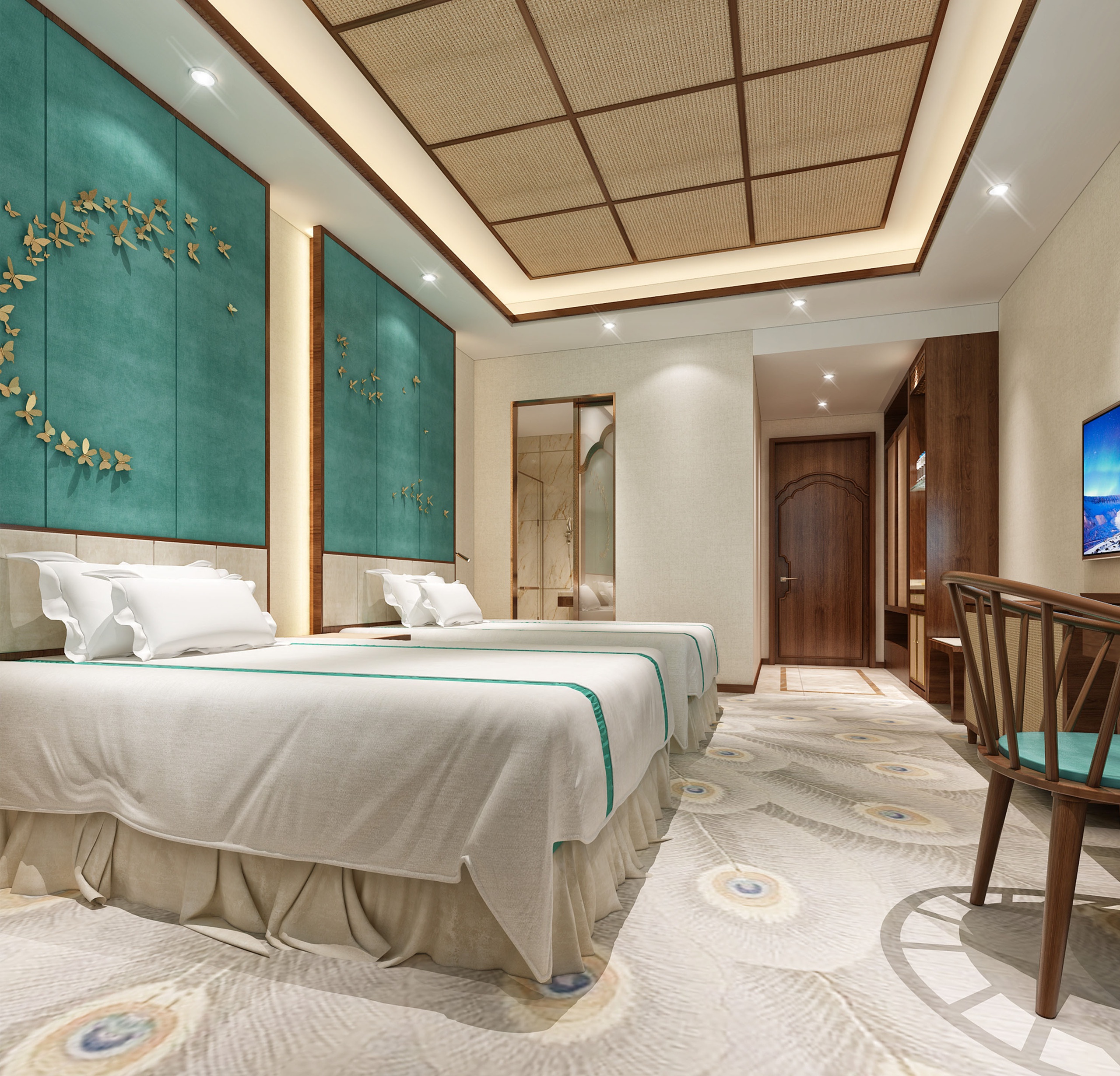 Media 1 for listing Southeast Asian Hotel | Luxury Tropical Hotel Twin Room & Bathroom