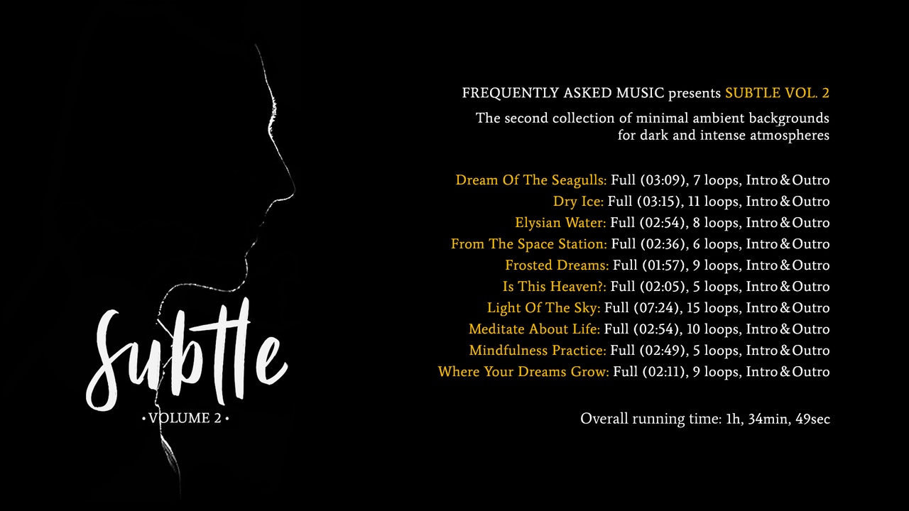 Media 1 for listing Subtle - Vol. 2 - Ambient Music Backgrounds