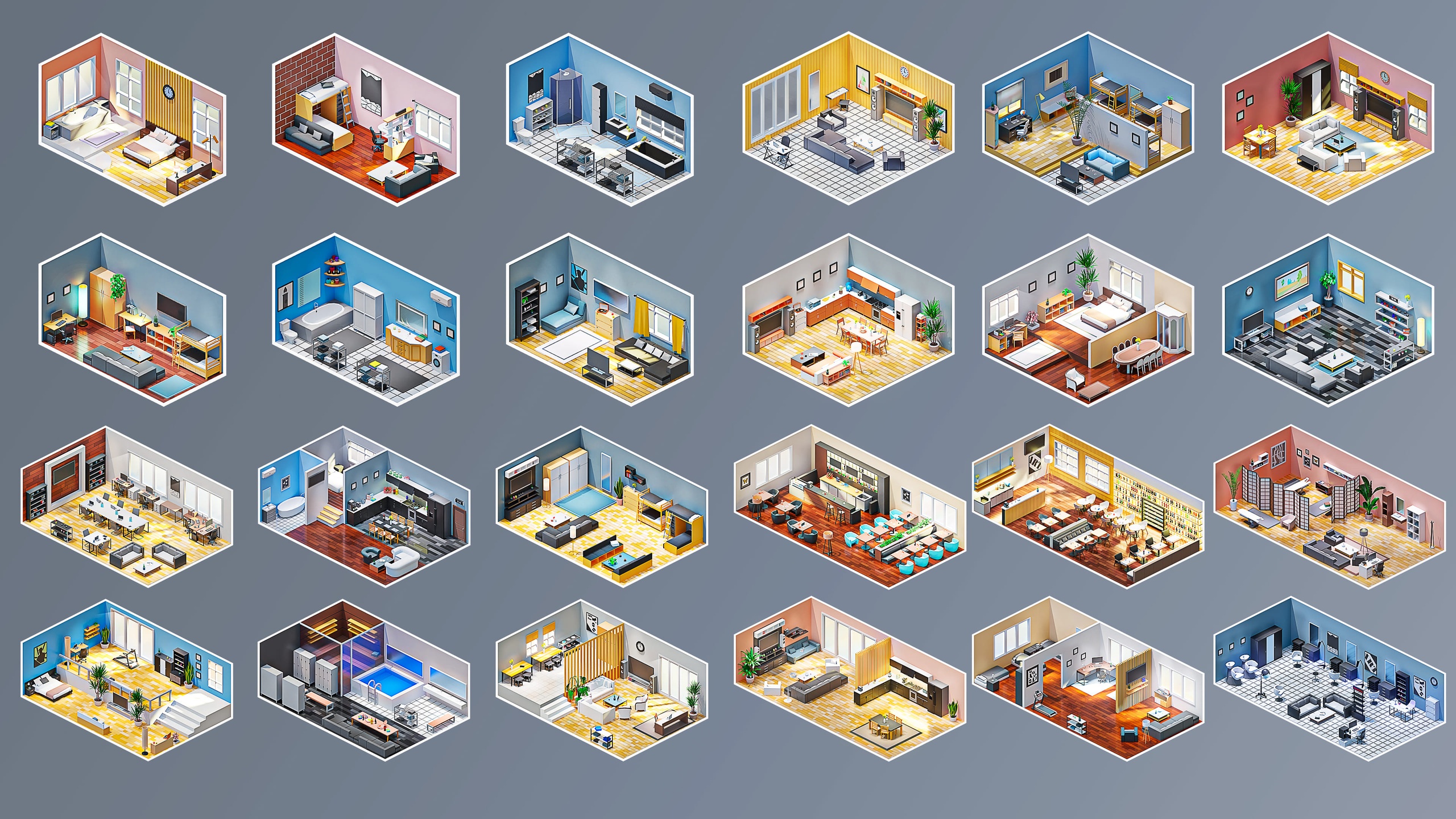 Media 1 for listing Interior 6  - Low Poly 3D Models Pack