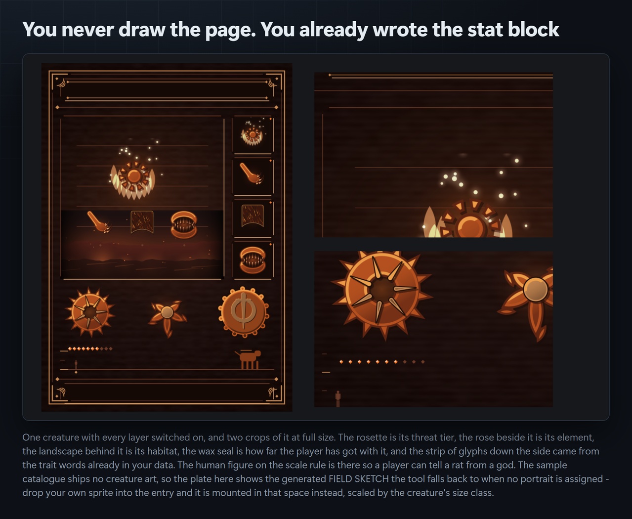 Media 1 for listing Bestiary Codex - Creature Pages Your Project Composes From Stat Blocks