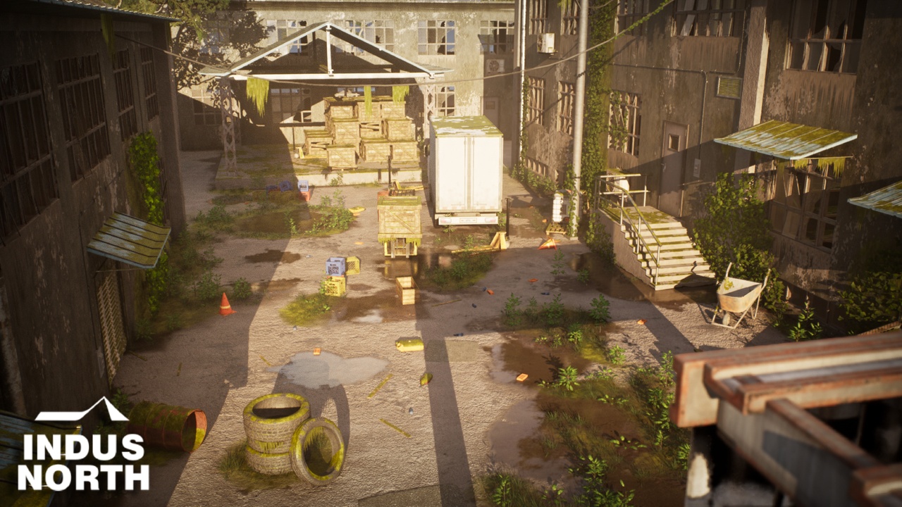 Media 1 for listing Post-Apocalyptic Factory - Overgrown Factory Facility & Vehicles