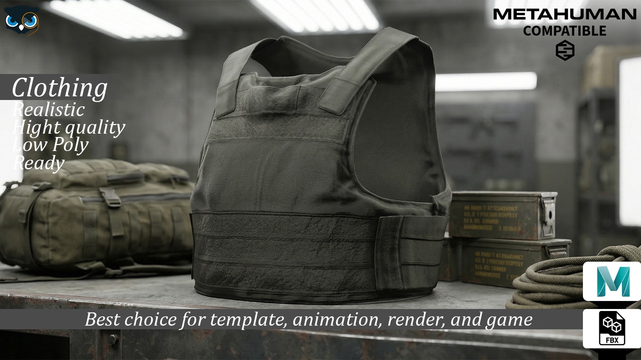 Medium 1 für Eintrag Tactical Stealth Plate Carrier MetaHuman Compatible