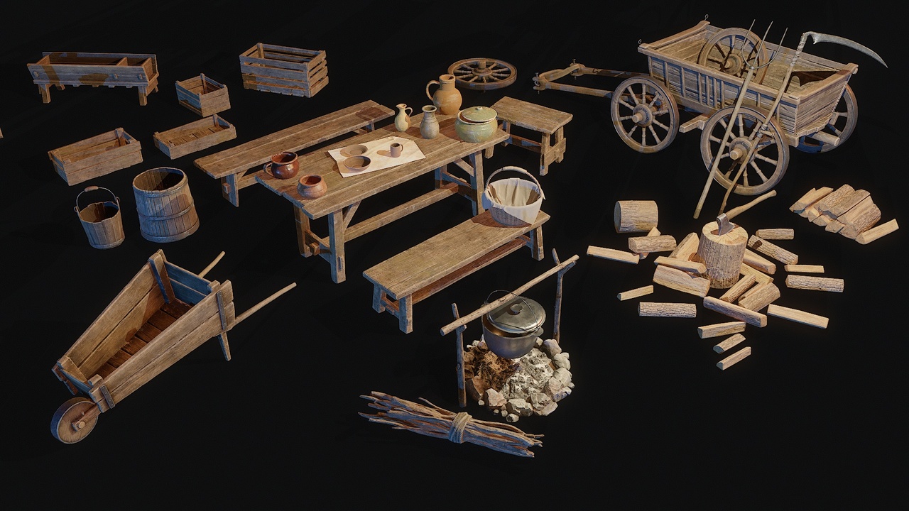 Media 1 for listing Medieval Farm Props