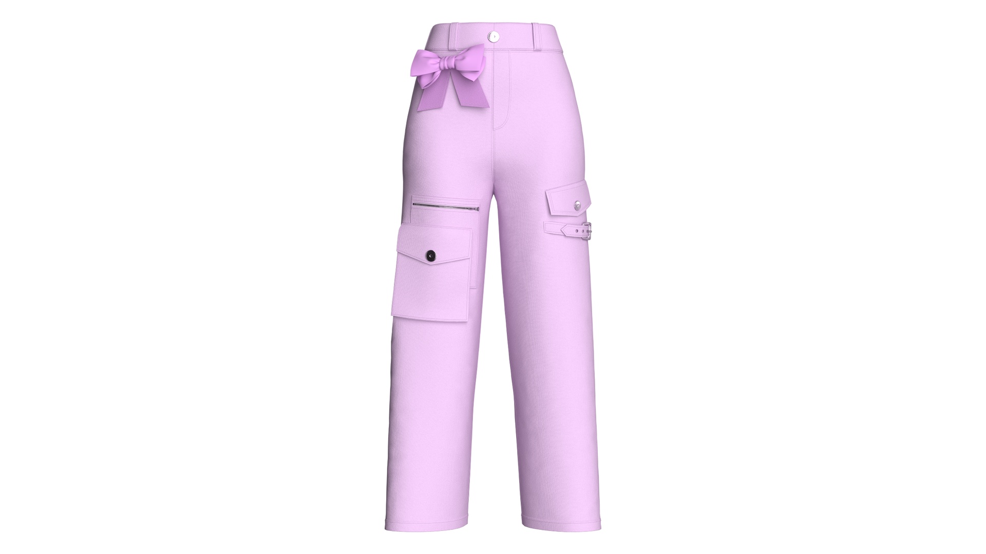 Media 1 for listing Girls High - Waisted Cargo Pants With Bow Detailed | High Poly