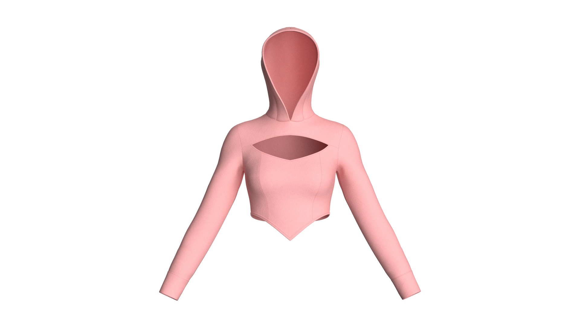 Media 1 for listing Girls Chest Cut - Out Cropped Hoodie | High Poly