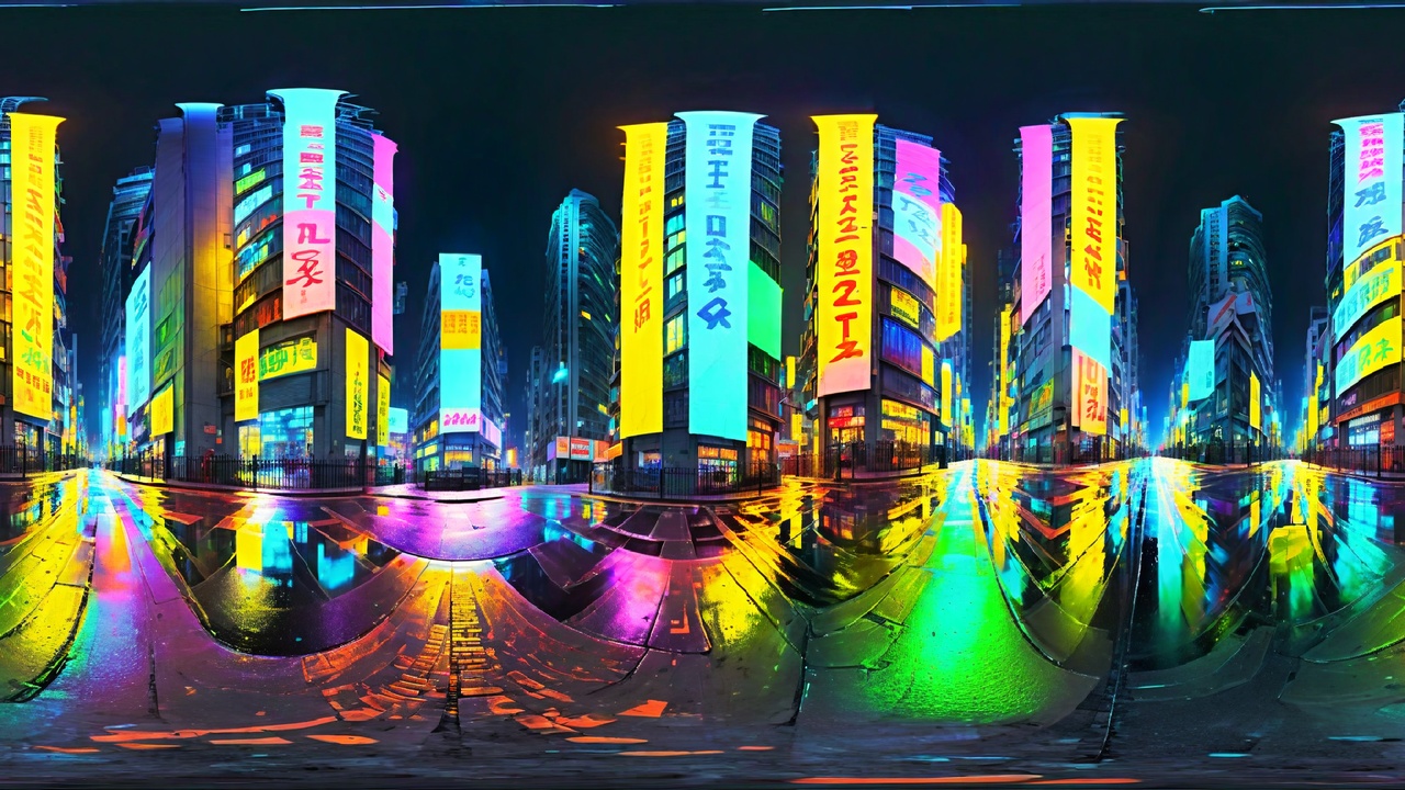 Media 1 for listing Title: Radiant Atmosphere on City Streets at Night - 360 HDRI