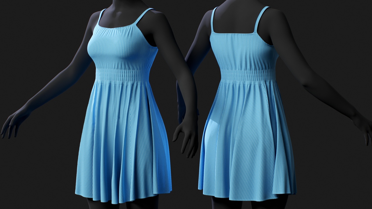 Media 1 for listing Smocked Sundress for MetaHuman – Parametric Wardrobe (MHPKG)