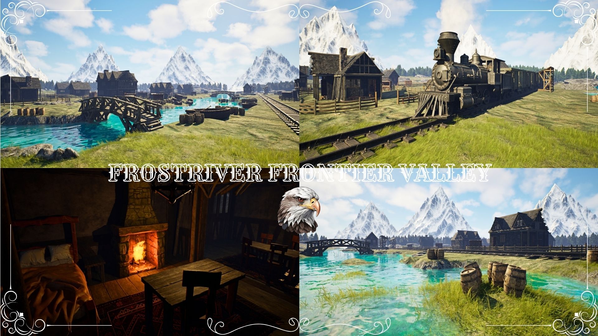 Frontier Train Frostriver Frontier Valley Medieval Western Village Snowy Mountain ...