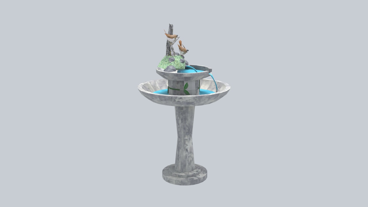 Media 1 for listing Chinese Courtyard Stone Bird Bath Water Fountain 3D Model