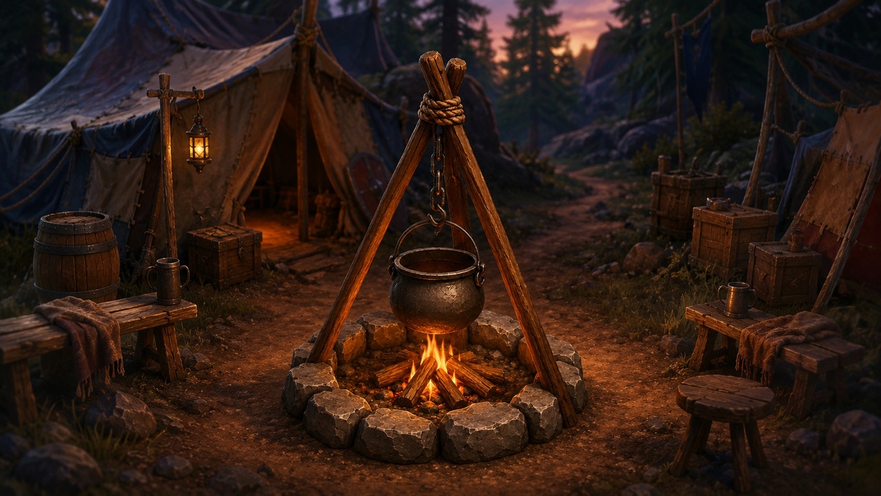 Media 1 for listing Campfire Cauldron – Stylized Fantasy Cooking Prop