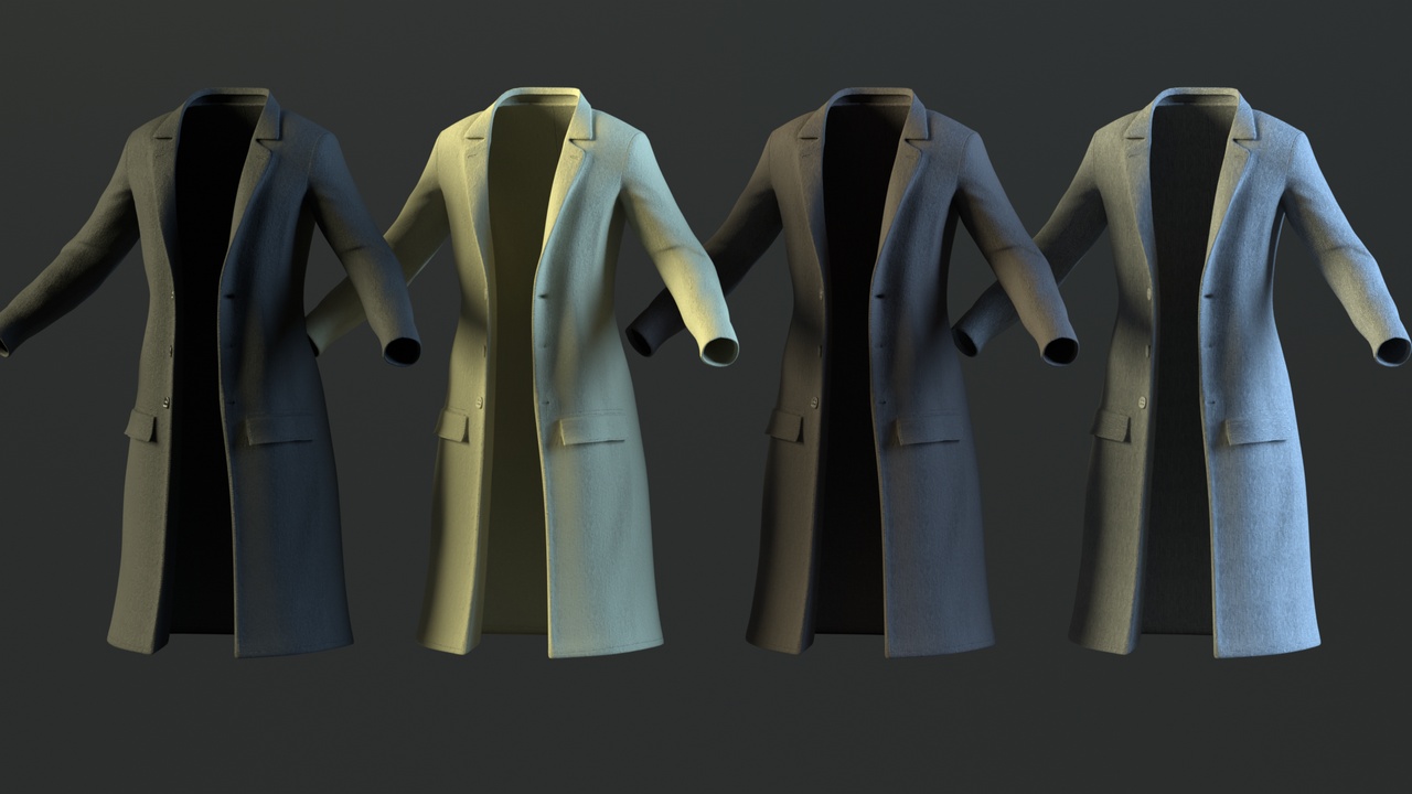 Media 1 for listing Female Formal Long Coat - Metahuman Compatible