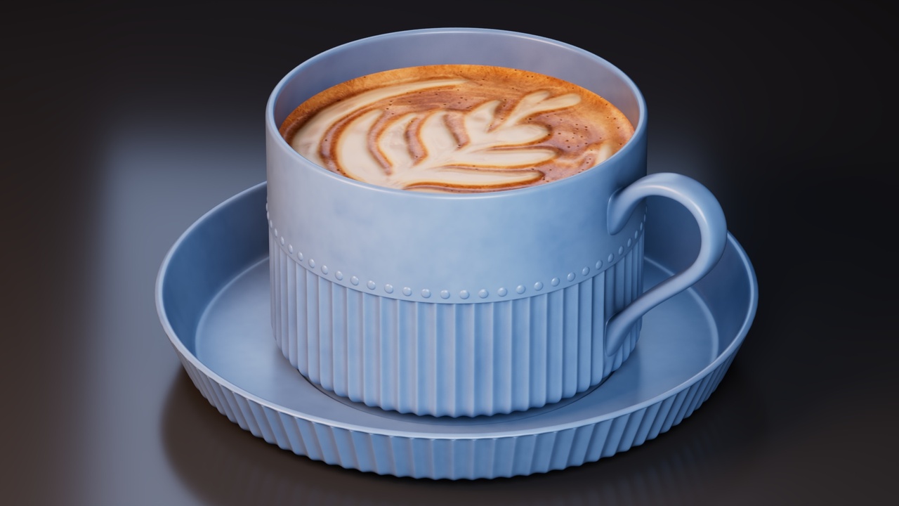 Media 1 for listing Modern Ceramic Coffee Cup and Saucer with Latte Art
