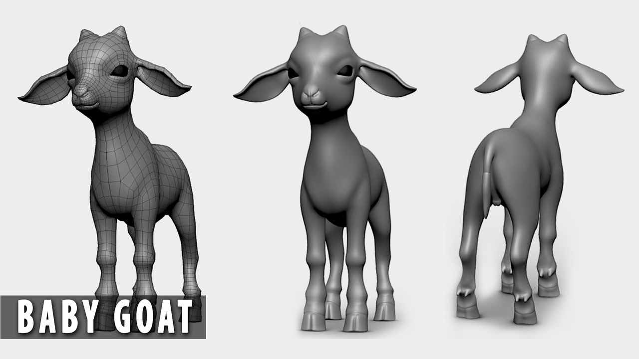 Media 1 for listing Baby Goat  - Topology + UV Map