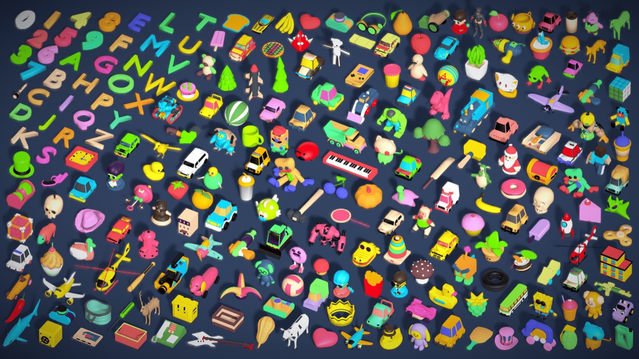 الوسائط 1 للقائمة Toy Pack - Low Poly 236 Toys Objects - Toy Mega Pack - Match Game Kit - Big Pack