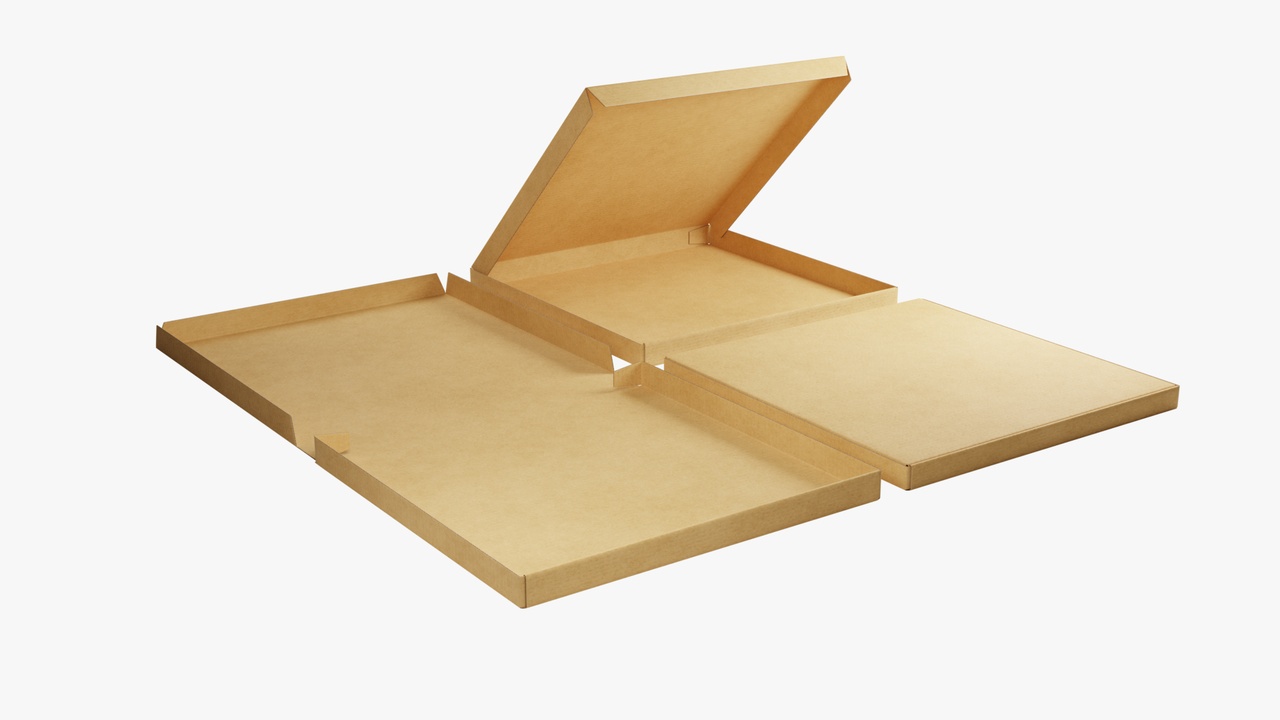 12" Pizza Boxes Kraft Paper Mockup ilanı için 1. medya