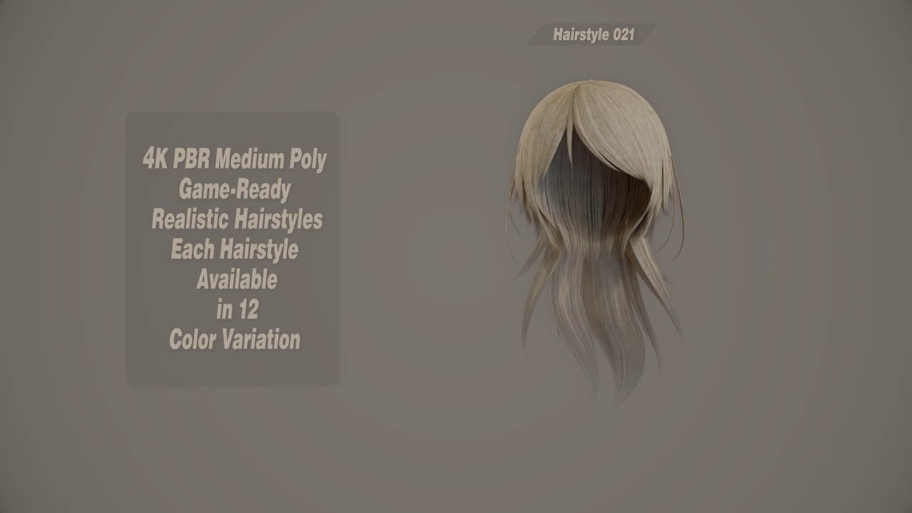 Media 1 for listing Realistic Hair Game Ready | 12 Colors | 4K PBR | v21