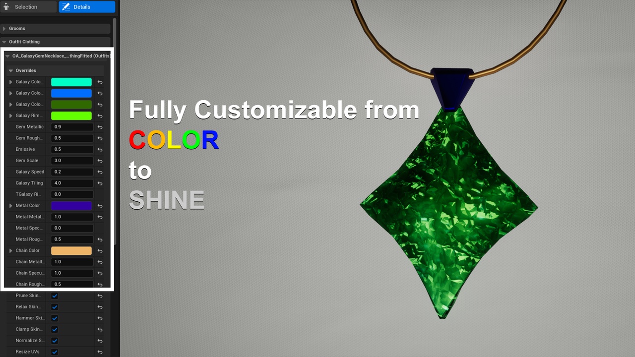 Media 1 for listing Galaxy Gem Necklace (Clothing Fitted)