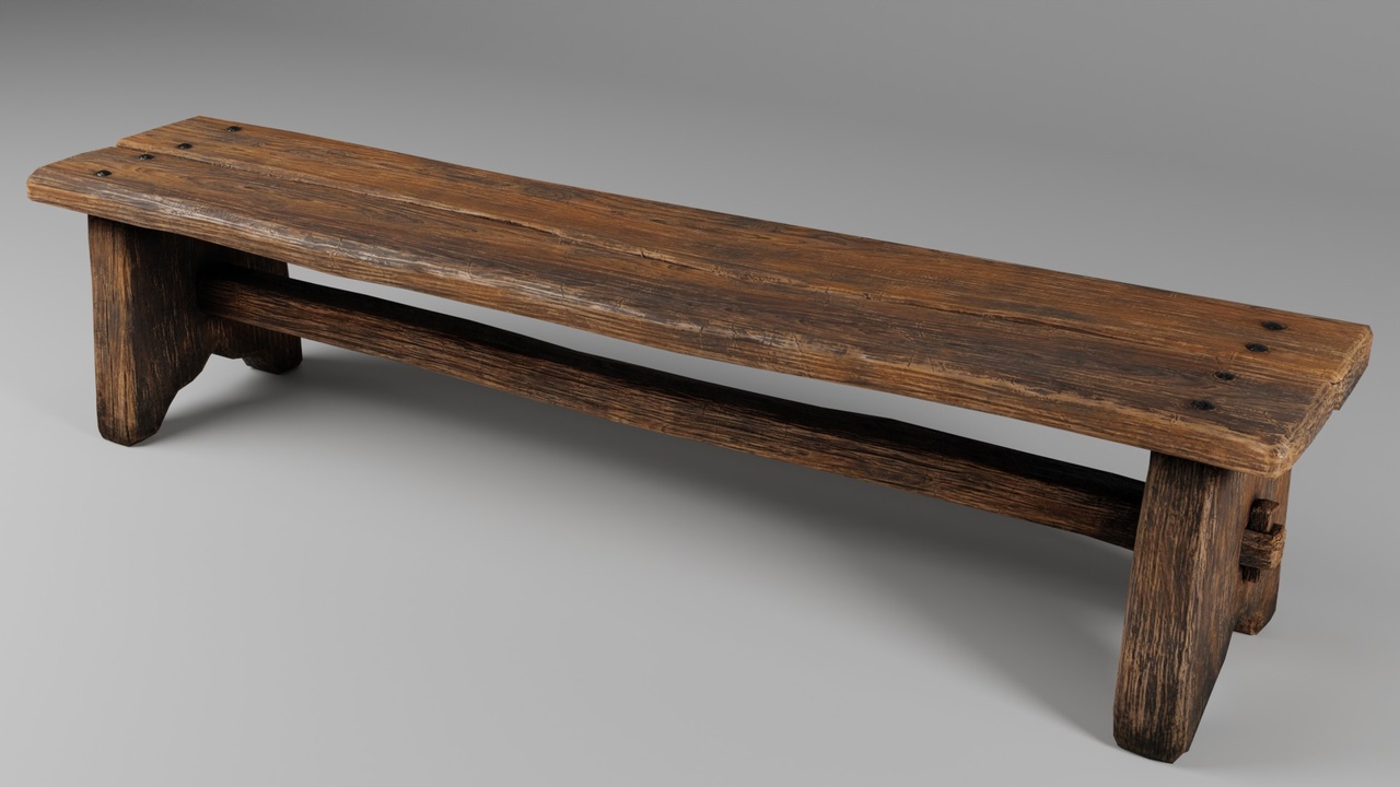 Media 1 for listing Medieval Wooden Old Bench Low Poly