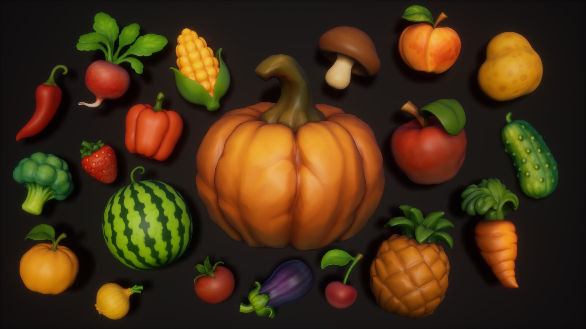 Média 1 pour l'article 3D Cartoon Fruits and Vegetables