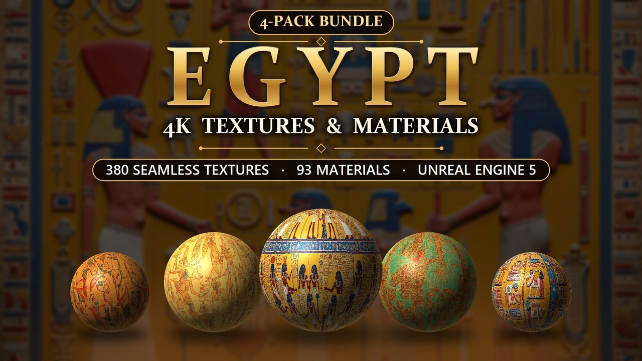 Media 1 for listing Egypt 4K Seamless Textures & Materials Bundle – 380 Textures, 93 Materials, UE5