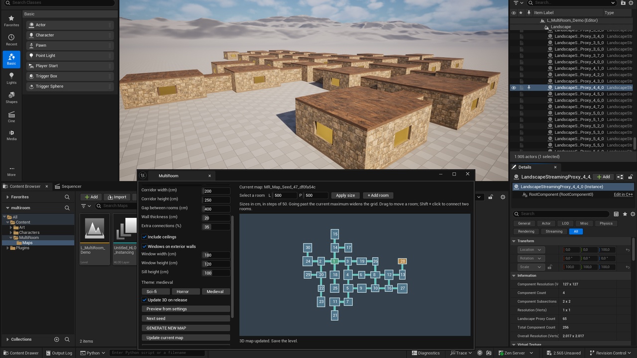 Media 1 for listing MultiRoom - Room & Corridor Map Generator