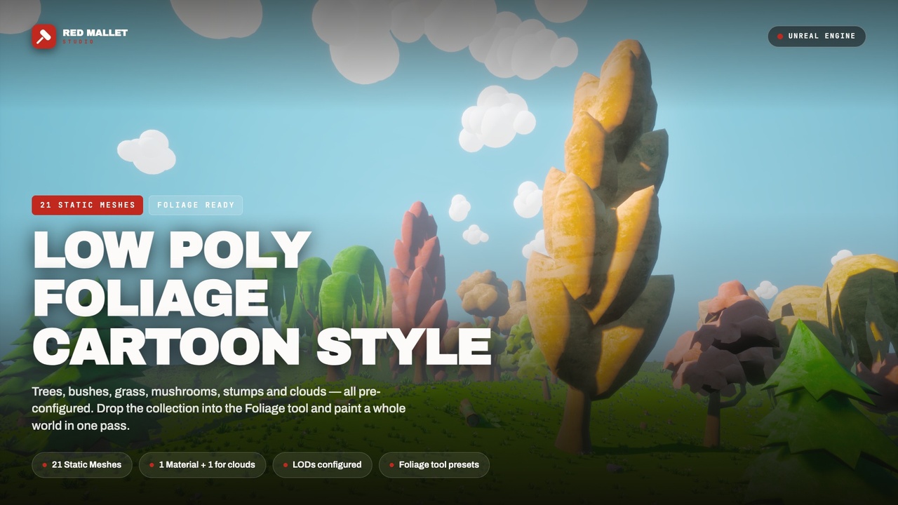 Media 1 for listing Low Poly Foliage Cartoon Style