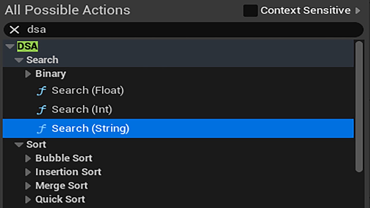 Media 1 for listing Data Structure Algorithm in Unreal Engine (DSExpose) - Search and Sort