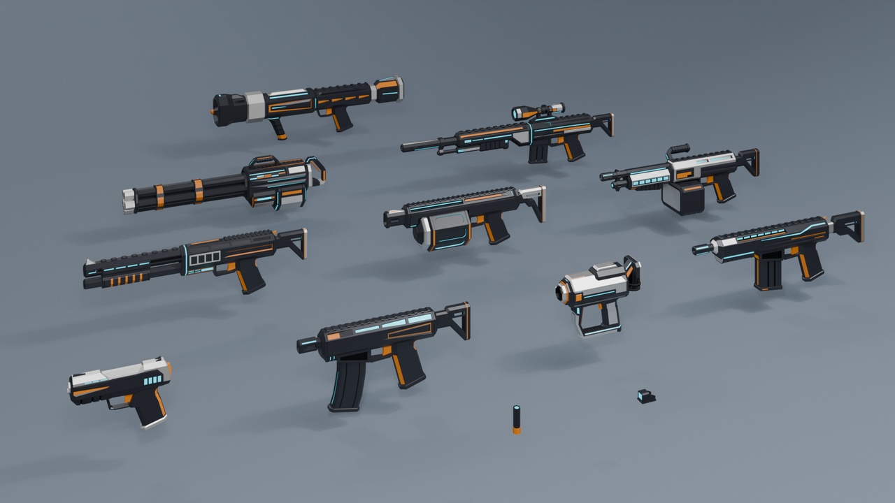 Media 1 for listing Low Poly Sci-Fi Modular Weapons Pack D-007