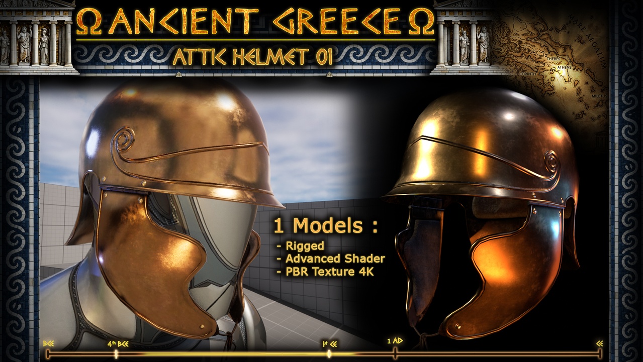Media 1 for listing Ancient Greece : Attic Helmet 01
