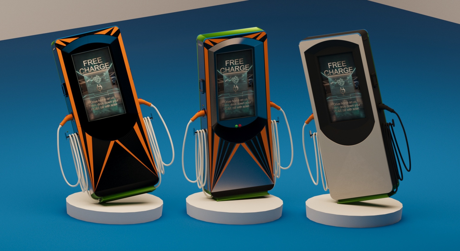 Media 1 for listing Modern EV Charging Station Pack - 3 Different Variations