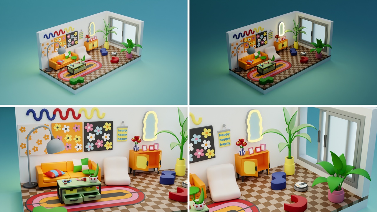 Media 1 for listing Cartoon Interactive Rooms & Furniture - Cozy Interior Pack 2