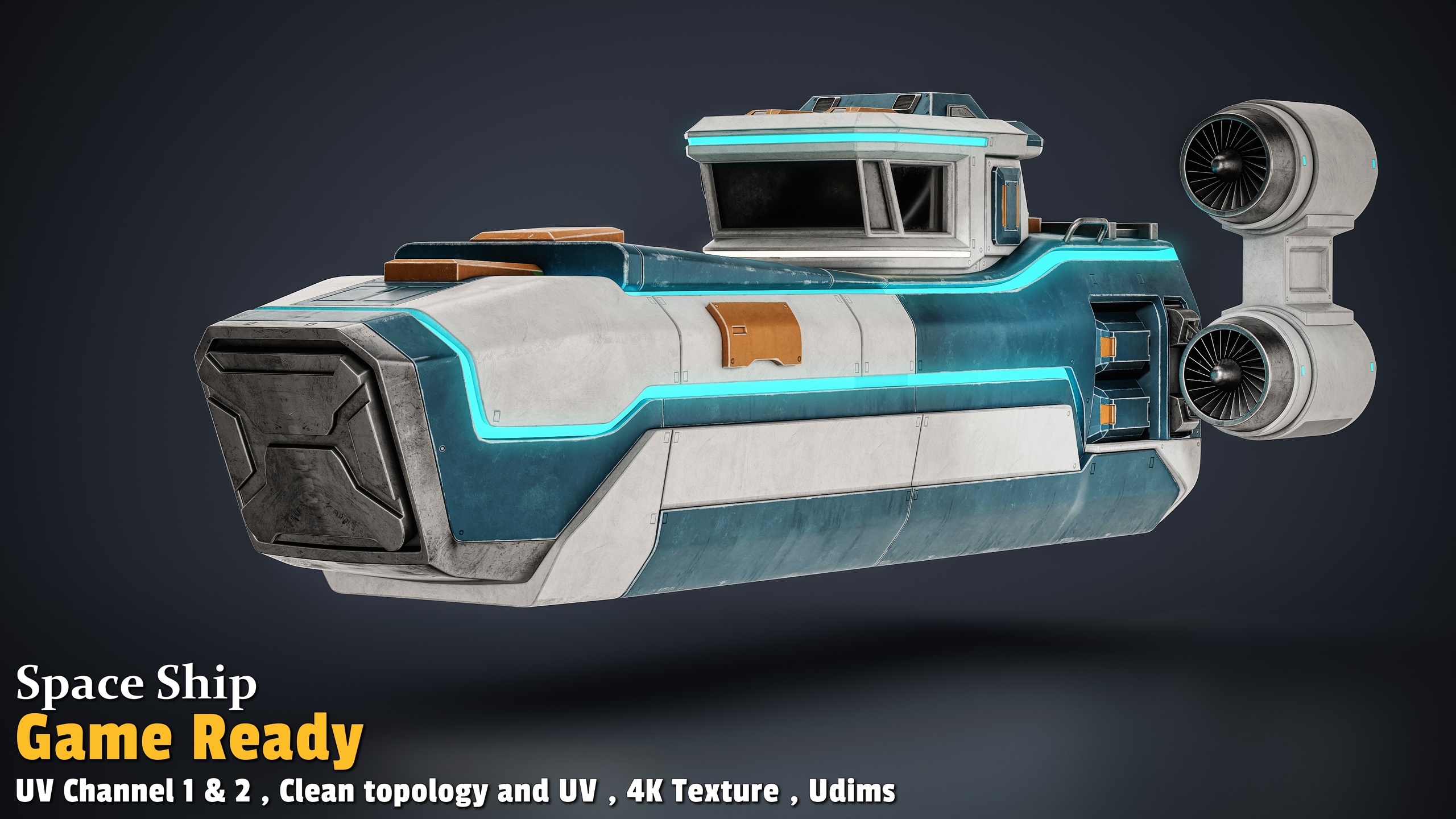Media 1 for listing SCI-FI Space Ship — PBR 3D MODEL