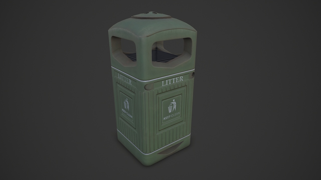 Media 1 for listing Street Litter Bin Trash Can 02 Low-poly PBR