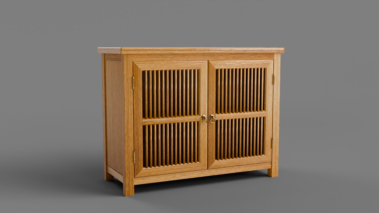 Media 1 for listing Stylized Slatted Wooden Cabinet
