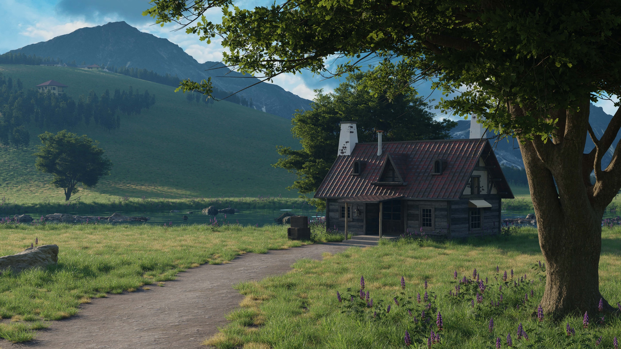 Media 1 for listing Realistic Mountain Cabin Environment – Cozy Lakeside Nature Scene
