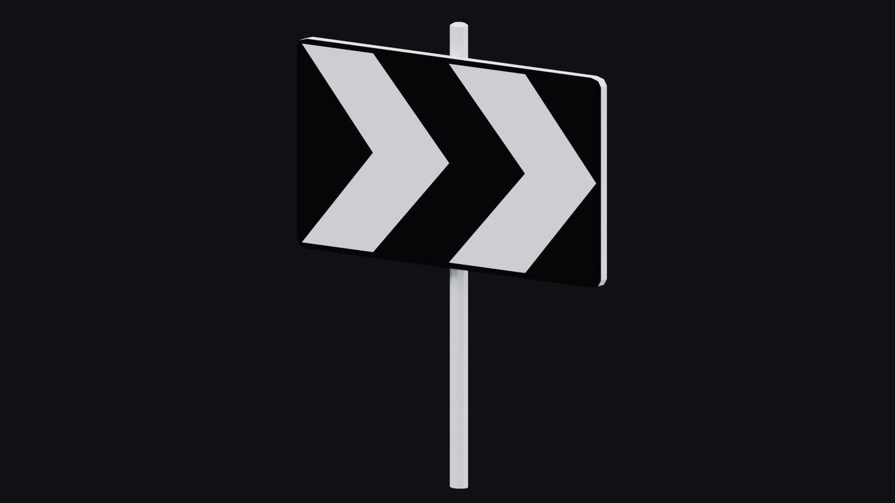 Media 1 for listing Low Poly Chevron Road Sign – Stylized Direction & Turn Indicator (Game Ready)