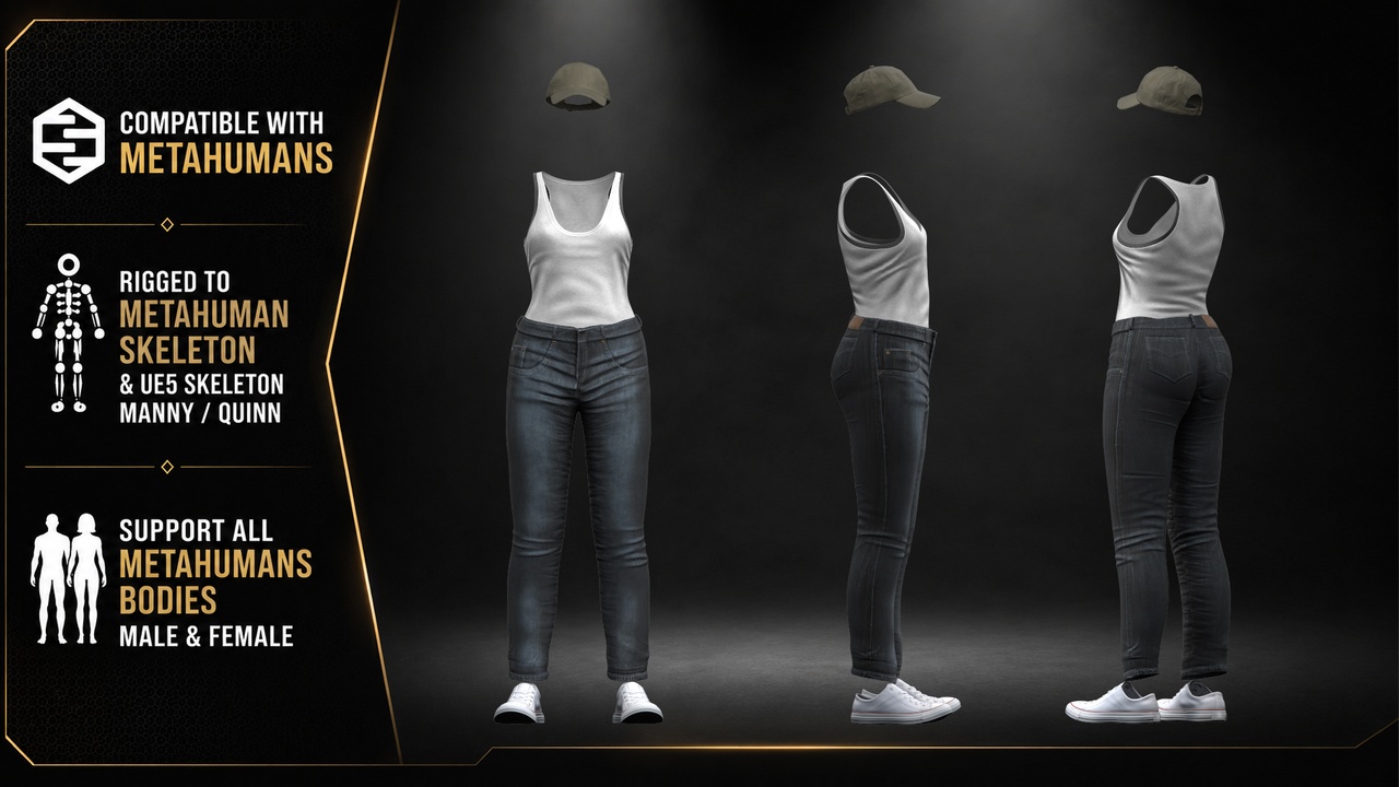 Media 1 for listing Street Casual Essentials – MetaHuman UE5