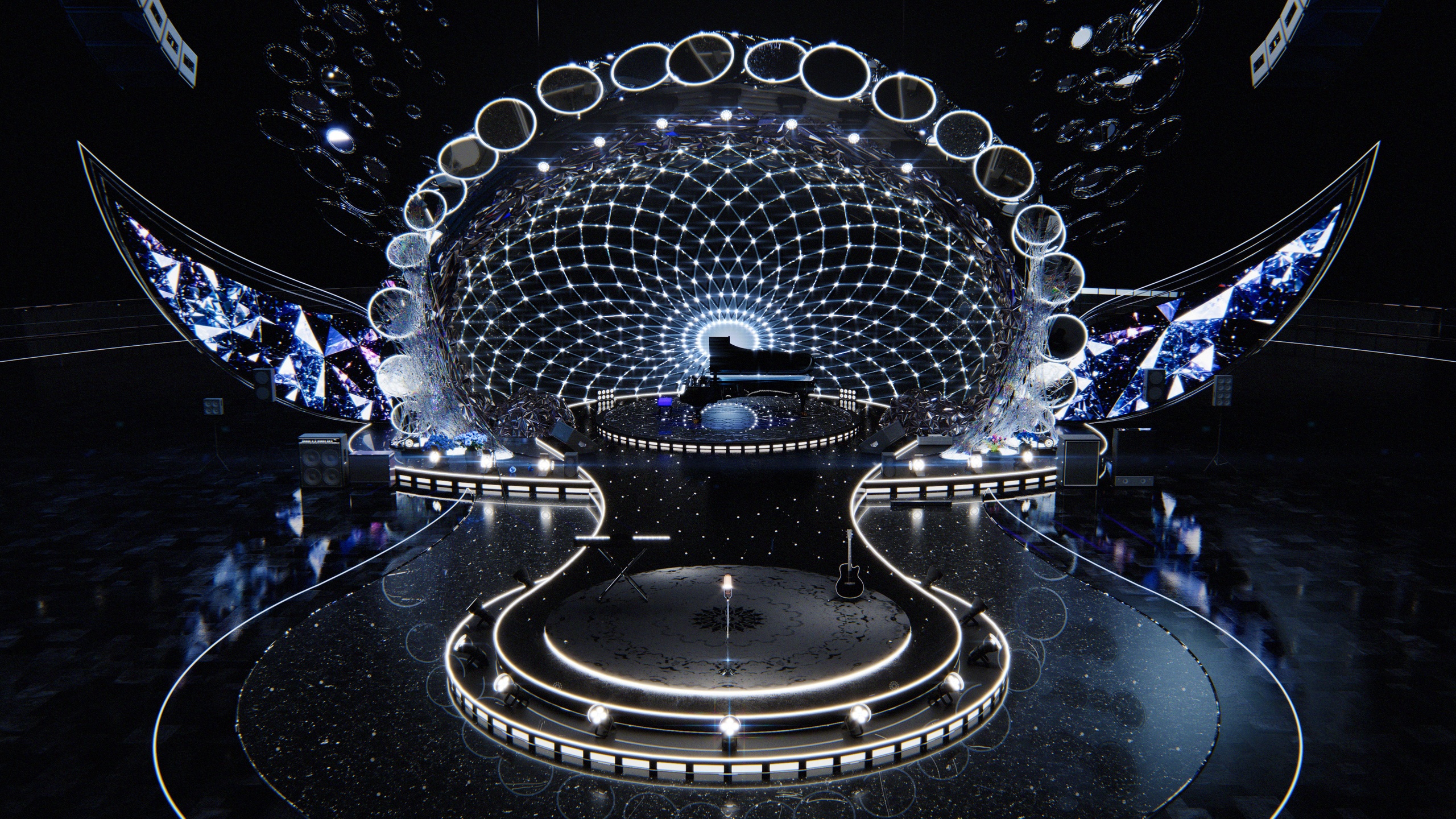 Media 1 for listing Black Diamond Concert Arena Stage Venue - Modular 3d Scene with Props