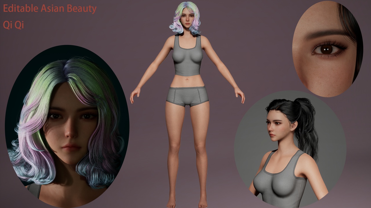 Media 1 for listing Editable Asian Beauty_Qi Qi.Applicable to various anime characters.Adjustable